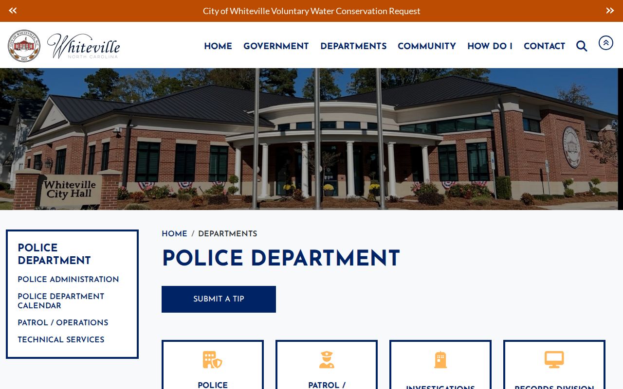 Official Whiteville Police Department webpage